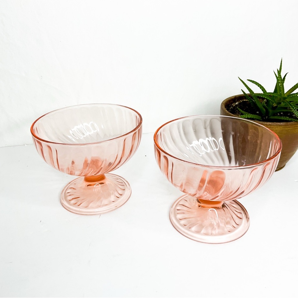 Pink Depression Glass Dessert Bowls Set of 2 | VINTAGE - Picture 2 of 6